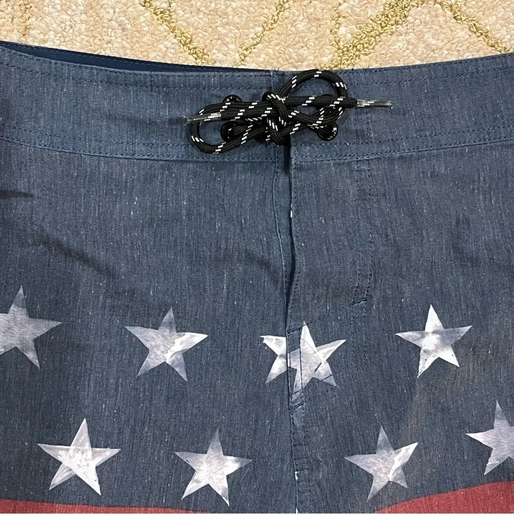 🐠O'Neill Board Short Red White Blue American Flag Stars Surf Swim Trunks BUDGET